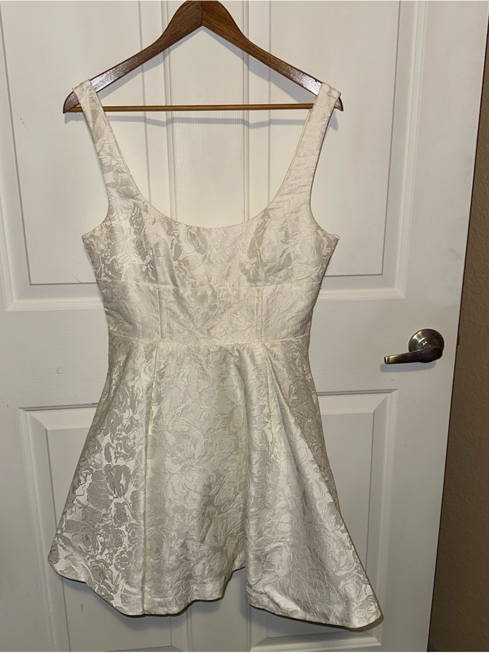 Showpo White Floral Jacquard Sleeveless Fit & Flare Dress